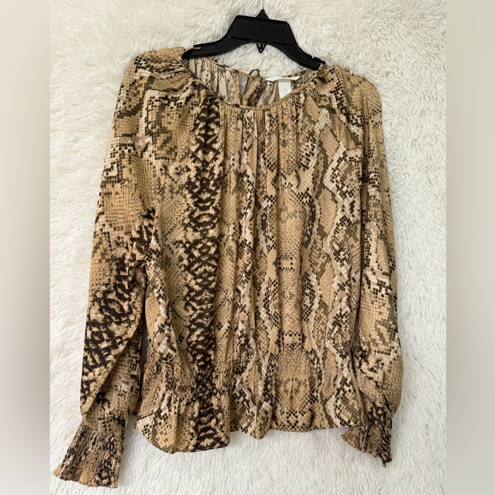 H&M Brown Snake Print Blouse